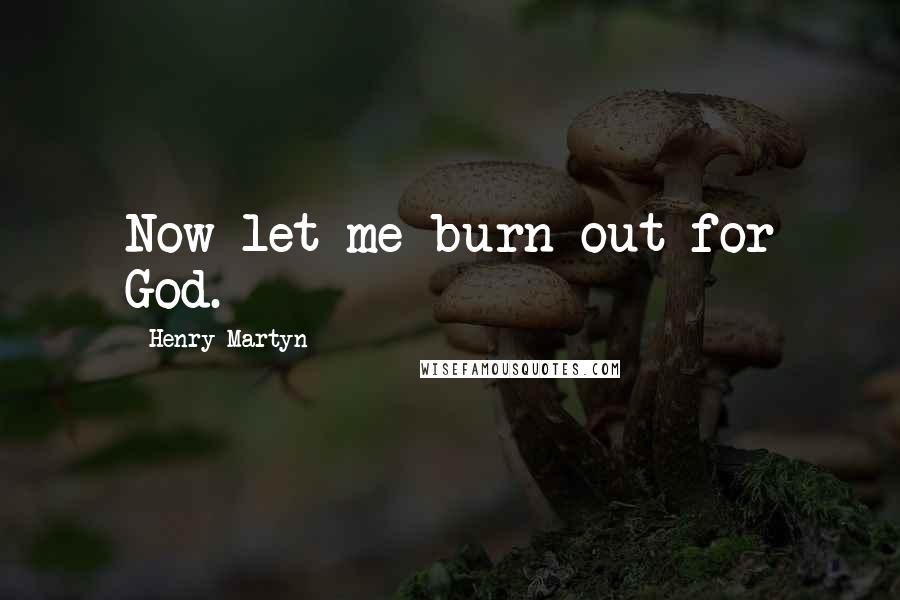 Henry Martyn Quotes: Now let me burn out for God.