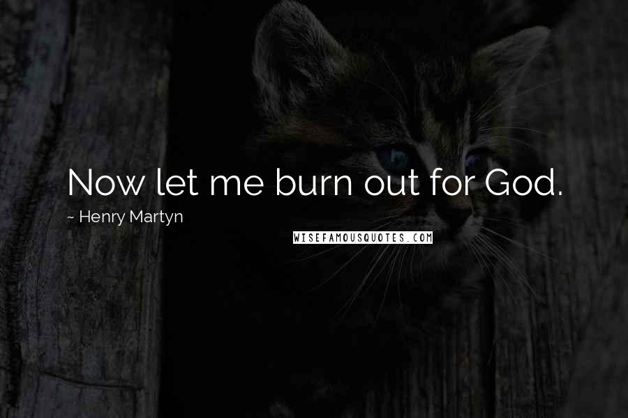 Henry Martyn Quotes: Now let me burn out for God.