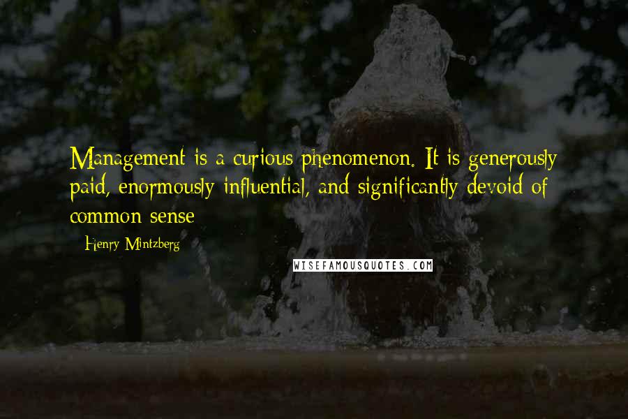 Henry Mintzberg Quotes: Management is a curious phenomenon. It is generously paid, enormously influential, and significantly devoid of common sense