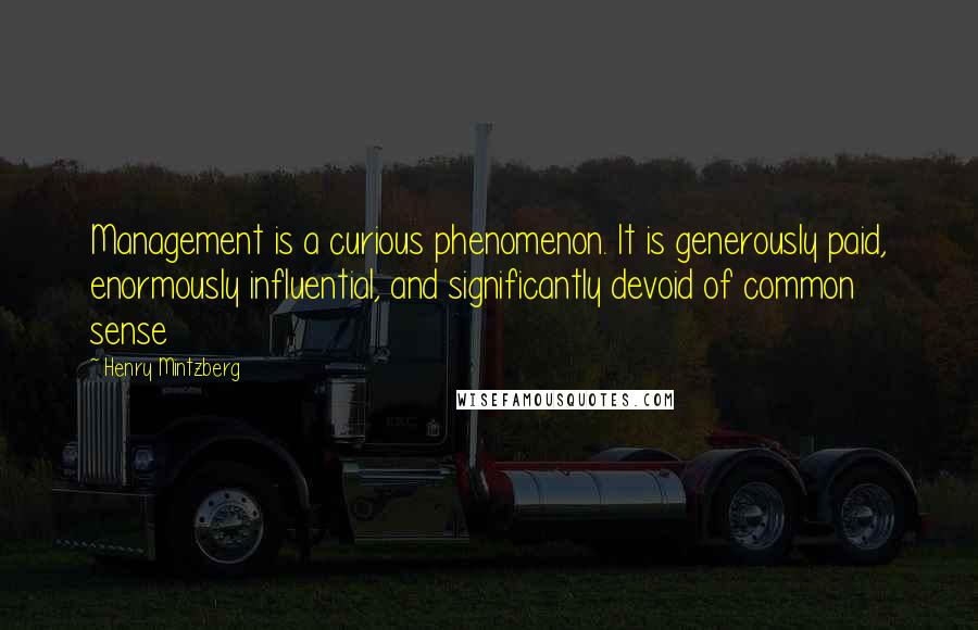 Henry Mintzberg Quotes: Management is a curious phenomenon. It is generously paid, enormously influential, and significantly devoid of common sense