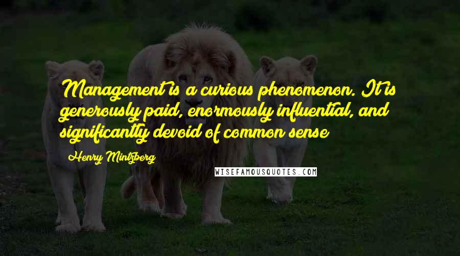 Henry Mintzberg Quotes: Management is a curious phenomenon. It is generously paid, enormously influential, and significantly devoid of common sense