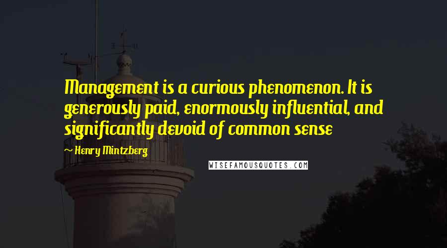 Henry Mintzberg Quotes: Management is a curious phenomenon. It is generously paid, enormously influential, and significantly devoid of common sense