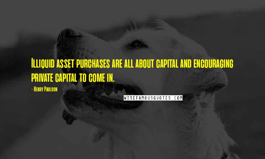 Henry Paulson Quotes: Illiquid asset purchases are all about capital and encouraging private capital to come in.