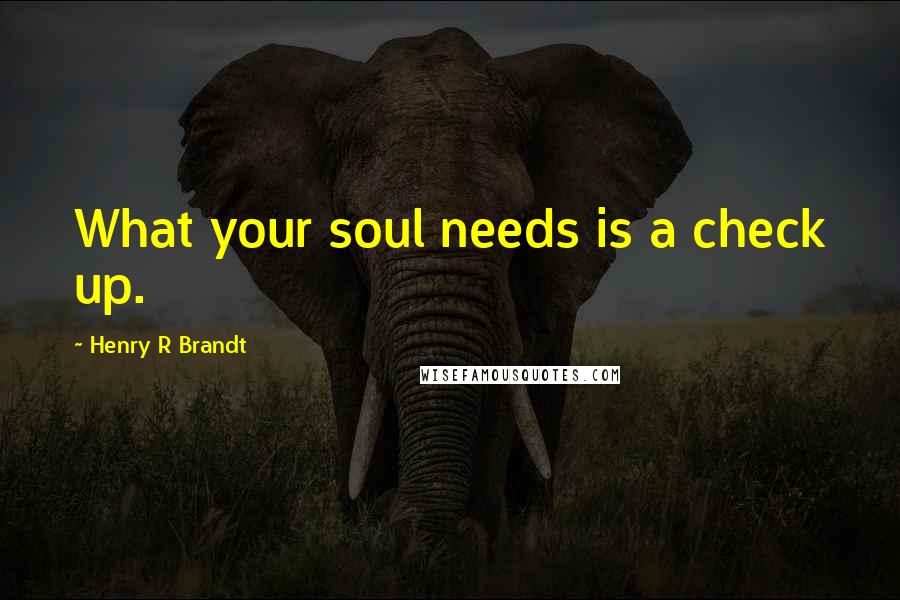 Henry R Brandt Quotes: What your soul needs is a check up.