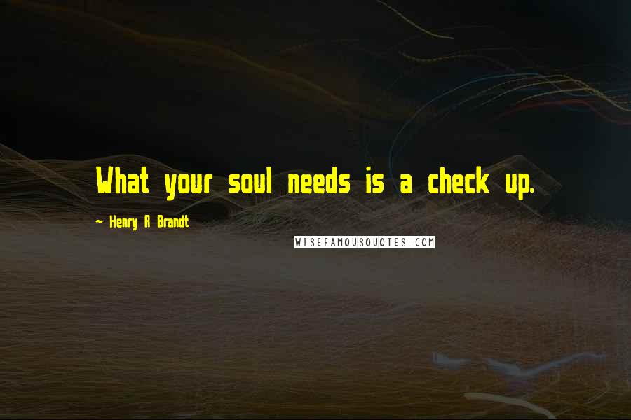 Henry R Brandt Quotes: What your soul needs is a check up.