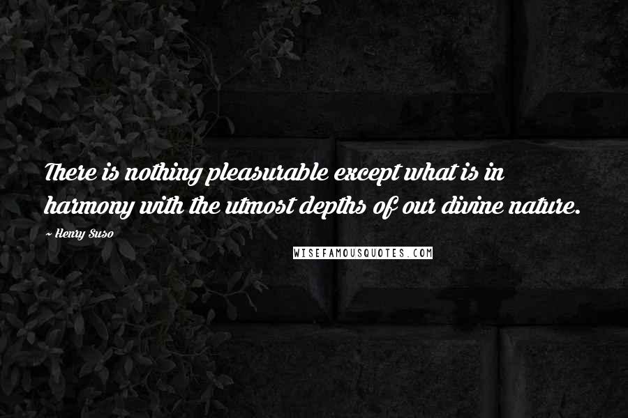 Henry Suso Quotes: There is nothing pleasurable except what is in harmony with the utmost depths of our divine nature.