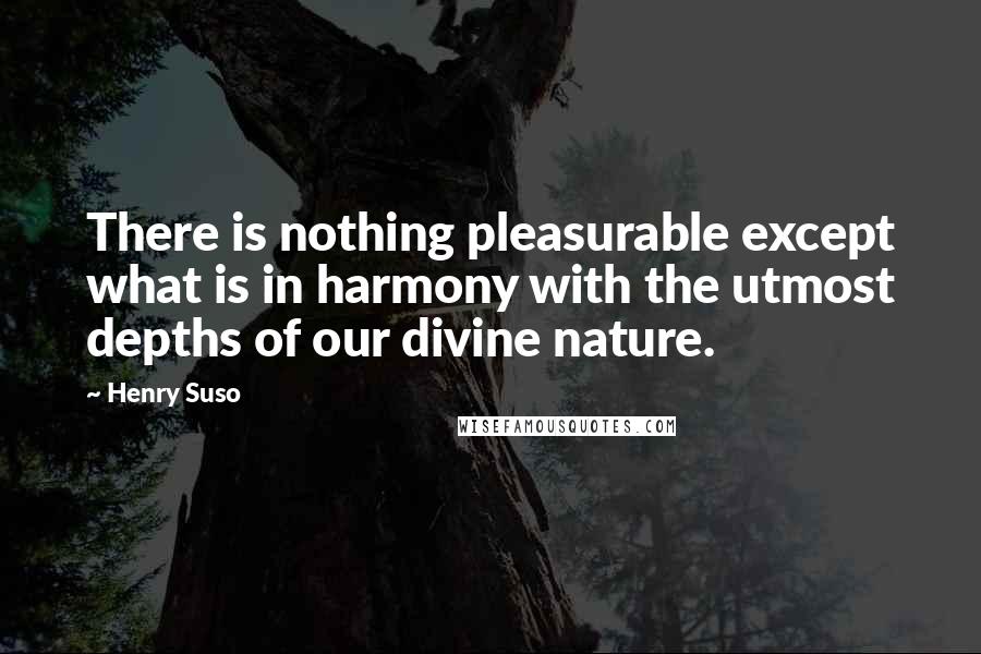 Henry Suso Quotes: There is nothing pleasurable except what is in harmony with the utmost depths of our divine nature.