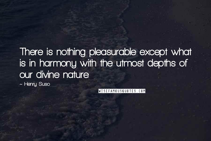 Henry Suso Quotes: There is nothing pleasurable except what is in harmony with the utmost depths of our divine nature.