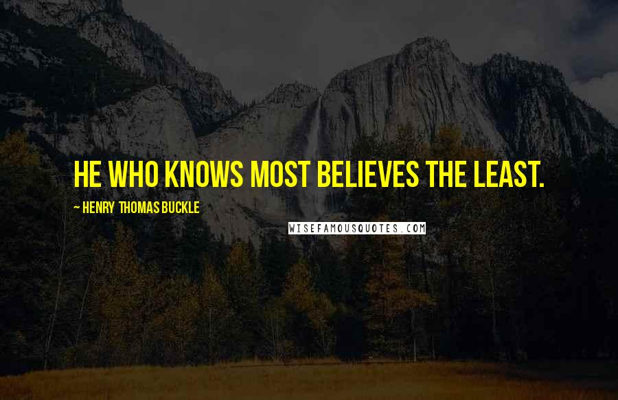 Henry Thomas Buckle Quotes: He who knows most believes the least.