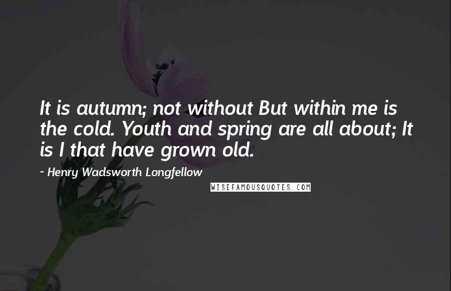 Henry Wadsworth Longfellow Quotes: It is autumn; not without But within me is the cold. Youth and spring are all about; It is I that have grown old.