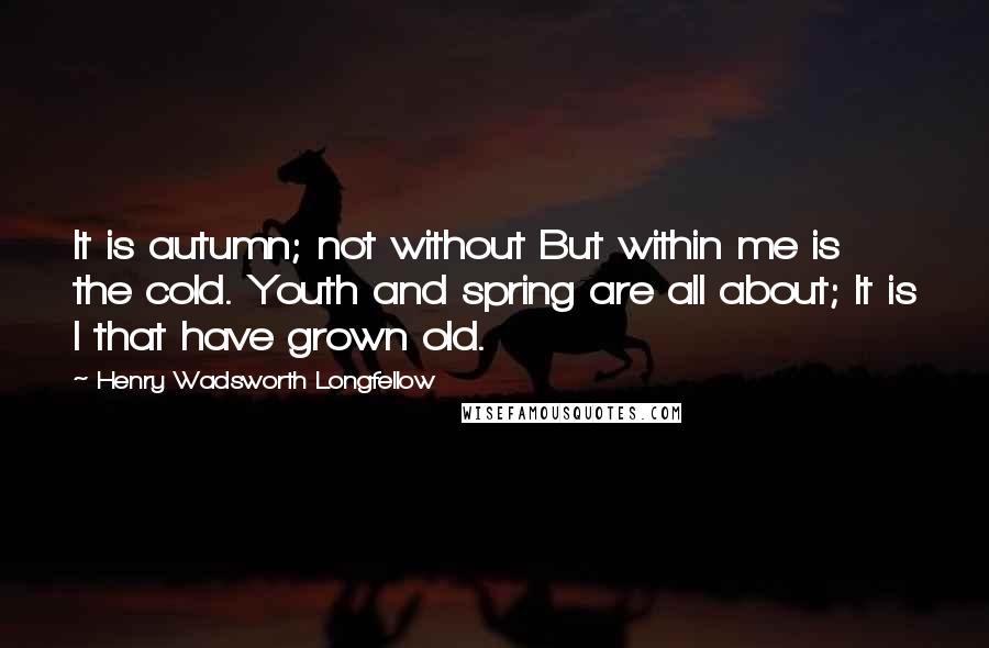 Henry Wadsworth Longfellow Quotes: It is autumn; not without But within me is the cold. Youth and spring are all about; It is I that have grown old.