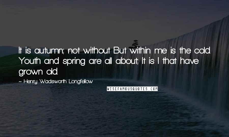 Henry Wadsworth Longfellow Quotes: It is autumn; not without But within me is the cold. Youth and spring are all about; It is I that have grown old.