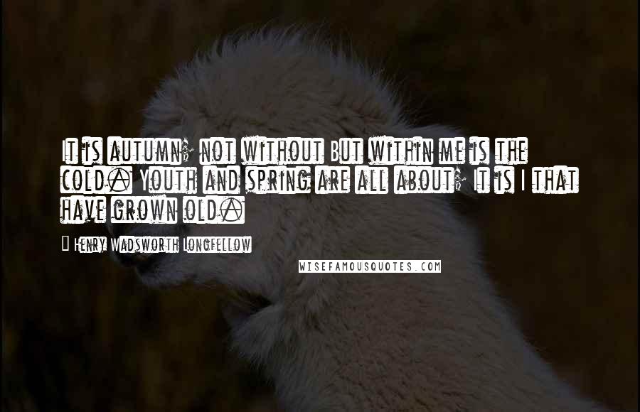 Henry Wadsworth Longfellow Quotes: It is autumn; not without But within me is the cold. Youth and spring are all about; It is I that have grown old.
