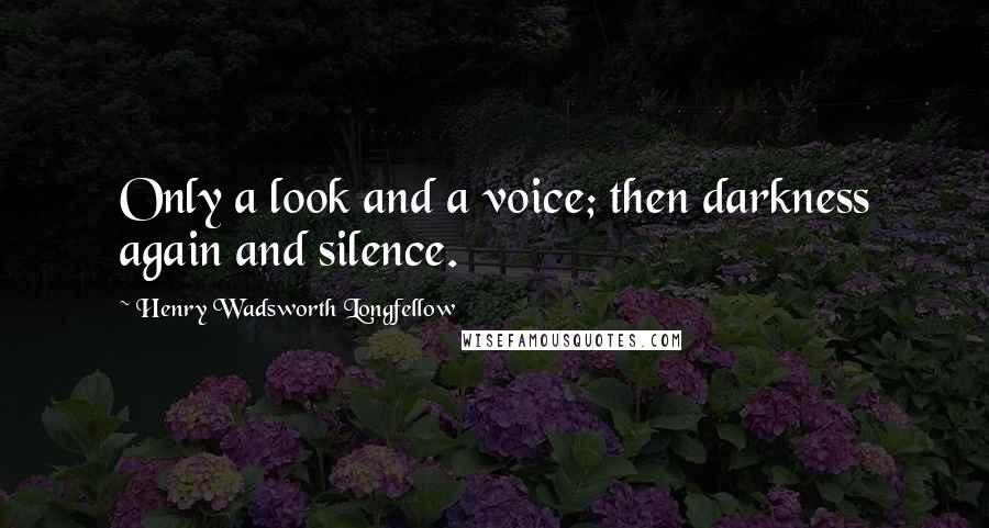 Henry Wadsworth Longfellow Quotes: Only a look and a voice; then darkness again and silence.