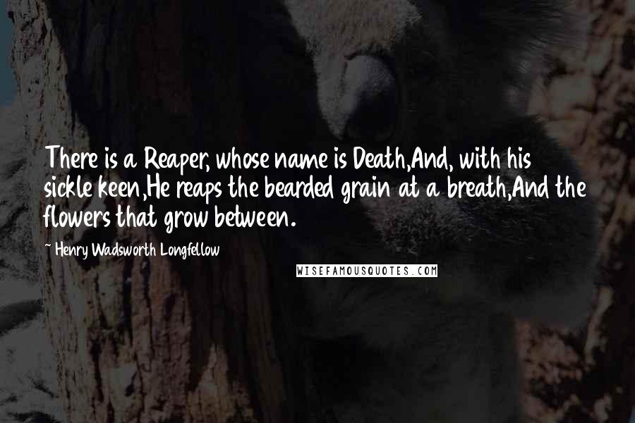 Henry Wadsworth Longfellow Quotes: There is a Reaper, whose name is Death,And, with his sickle keen,He reaps the bearded grain at a breath,And the flowers that grow between.