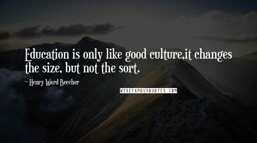 Henry Ward Beecher Quotes: Education is only like good culture,it changes the size, but not the sort.