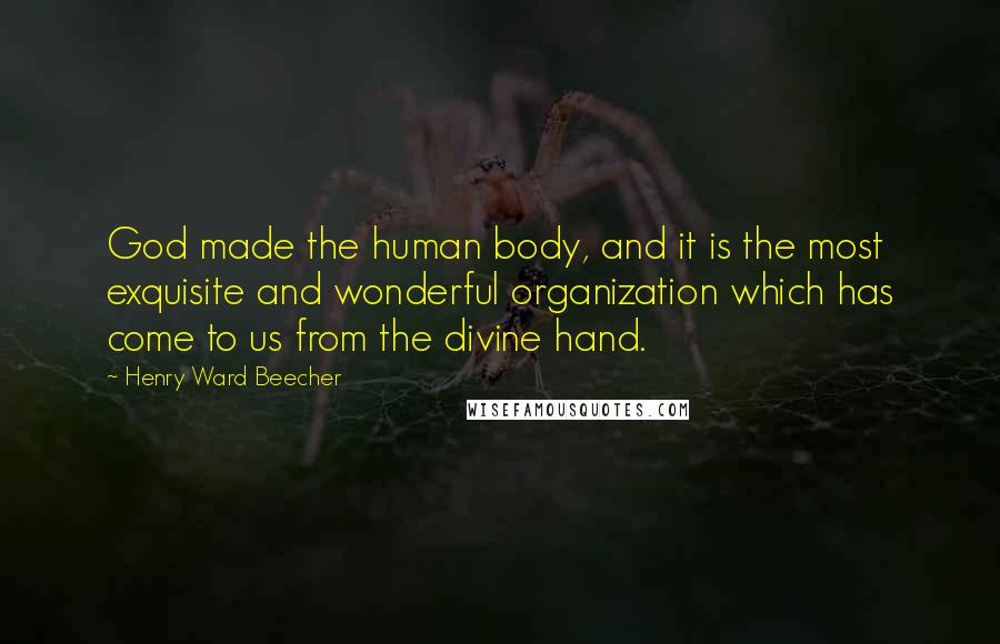 Henry Ward Beecher Quotes: God made the human body, and it is the most exquisite and wonderful organization which has come to us from the divine hand.