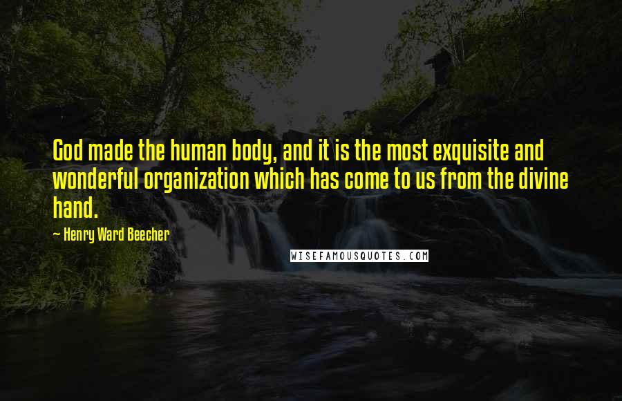 Henry Ward Beecher Quotes: God made the human body, and it is the most exquisite and wonderful organization which has come to us from the divine hand.