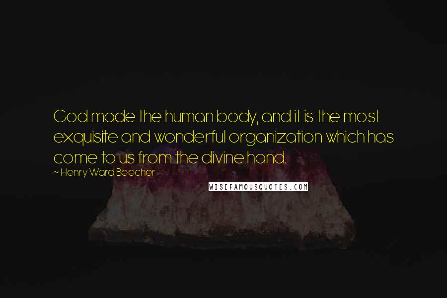 Henry Ward Beecher Quotes: God made the human body, and it is the most exquisite and wonderful organization which has come to us from the divine hand.