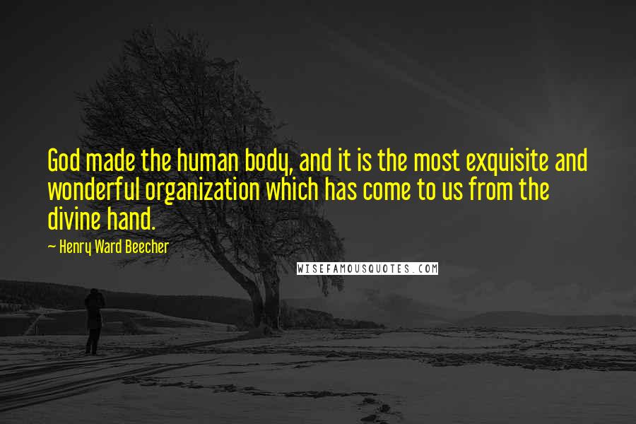 Henry Ward Beecher Quotes: God made the human body, and it is the most exquisite and wonderful organization which has come to us from the divine hand.