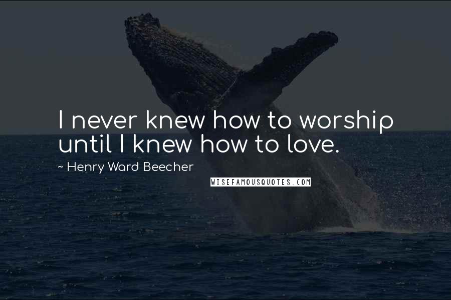 Henry Ward Beecher Quotes: I never knew how to worship until I knew how to love.