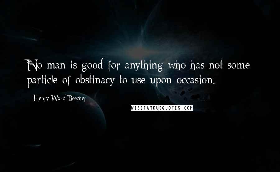 Henry Ward Beecher Quotes: No man is good for anything who has not some particle of obstinacy to use upon occasion.