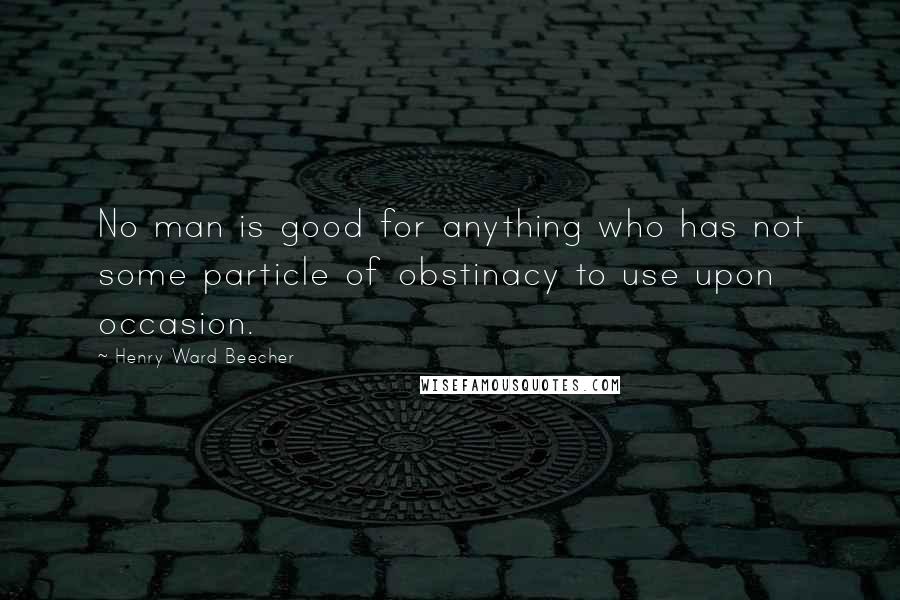 Henry Ward Beecher Quotes: No man is good for anything who has not some particle of obstinacy to use upon occasion.