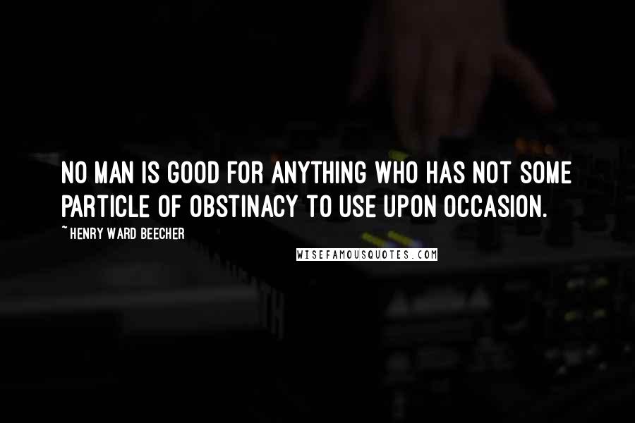 Henry Ward Beecher Quotes: No man is good for anything who has not some particle of obstinacy to use upon occasion.