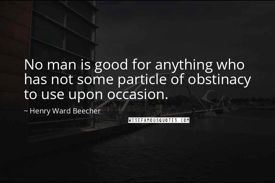 Henry Ward Beecher Quotes: No man is good for anything who has not some particle of obstinacy to use upon occasion.