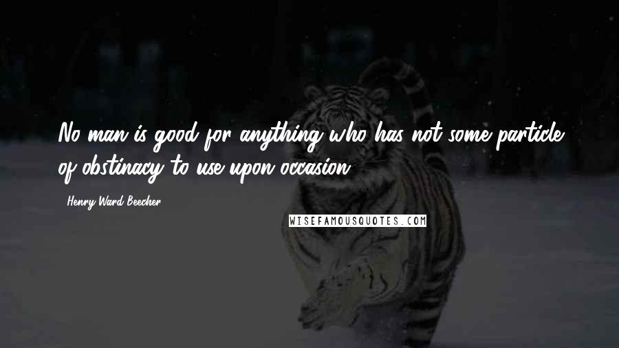 Henry Ward Beecher Quotes: No man is good for anything who has not some particle of obstinacy to use upon occasion.