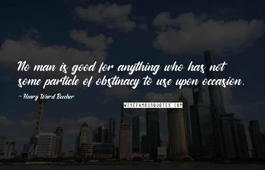 Henry Ward Beecher Quotes: No man is good for anything who has not some particle of obstinacy to use upon occasion.