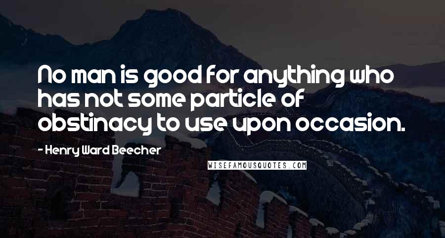 Henry Ward Beecher Quotes: No man is good for anything who has not some particle of obstinacy to use upon occasion.