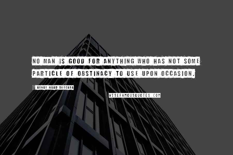 Henry Ward Beecher Quotes: No man is good for anything who has not some particle of obstinacy to use upon occasion.