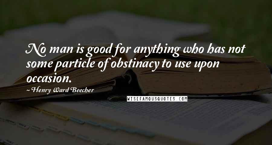 Henry Ward Beecher Quotes: No man is good for anything who has not some particle of obstinacy to use upon occasion.