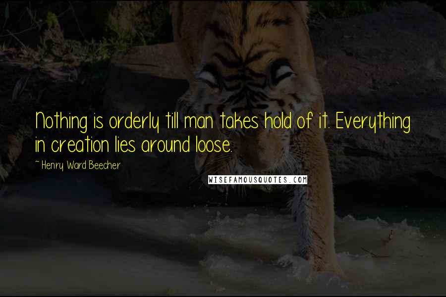 Henry Ward Beecher Quotes: Nothing is orderly till man takes hold of it. Everything in creation lies around loose.