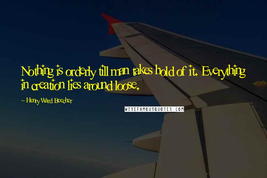 Henry Ward Beecher Quotes: Nothing is orderly till man takes hold of it. Everything in creation lies around loose.