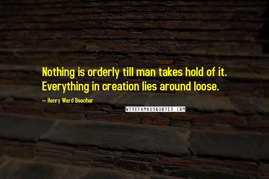 Henry Ward Beecher Quotes: Nothing is orderly till man takes hold of it. Everything in creation lies around loose.