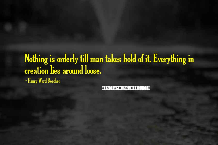 Henry Ward Beecher Quotes: Nothing is orderly till man takes hold of it. Everything in creation lies around loose.