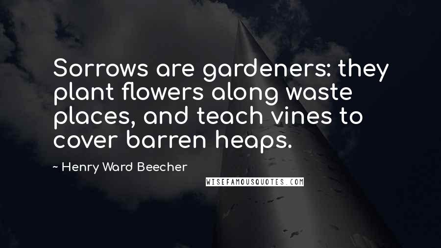 Henry Ward Beecher Quotes: Sorrows are gardeners: they plant flowers along waste places, and teach vines to cover barren heaps.