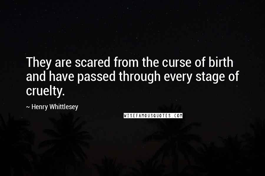 Henry Whittlesey Quotes: They are scared from the curse of birth and have passed through every stage of cruelty.