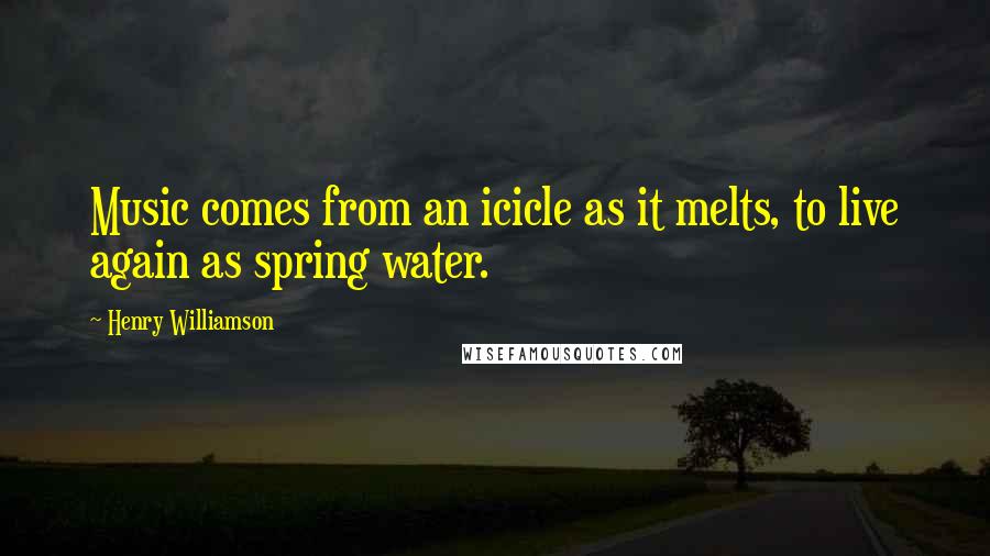 Henry Williamson Quotes: Music comes from an icicle as it melts, to live again as spring water.