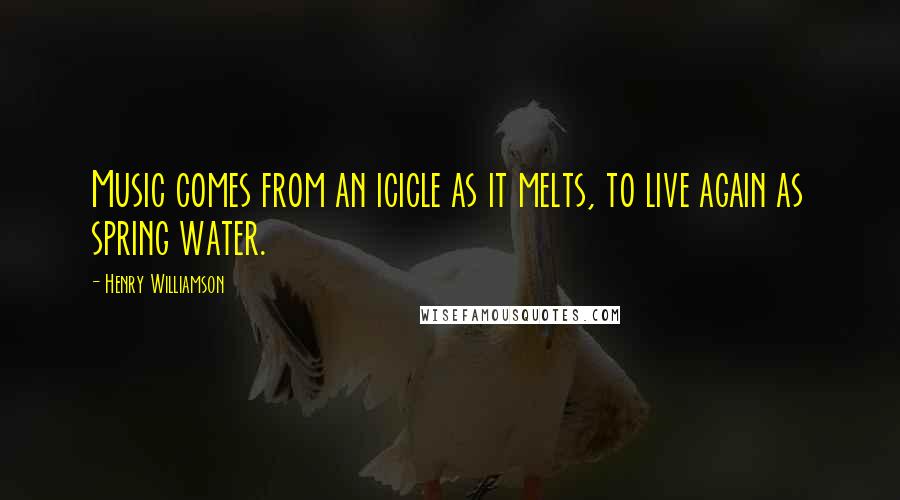 Henry Williamson Quotes: Music comes from an icicle as it melts, to live again as spring water.