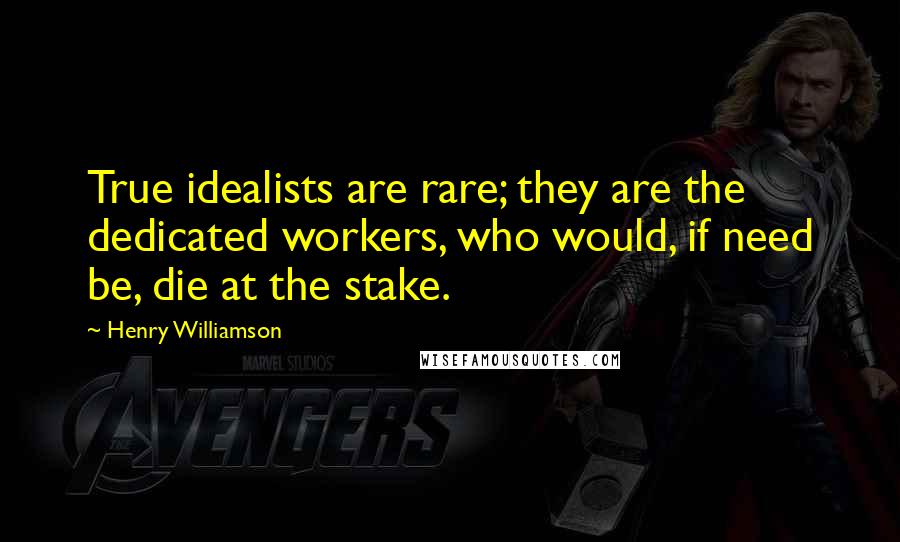 Henry Williamson Quotes: True idealists are rare; they are the dedicated workers, who would, if need be, die at the stake.