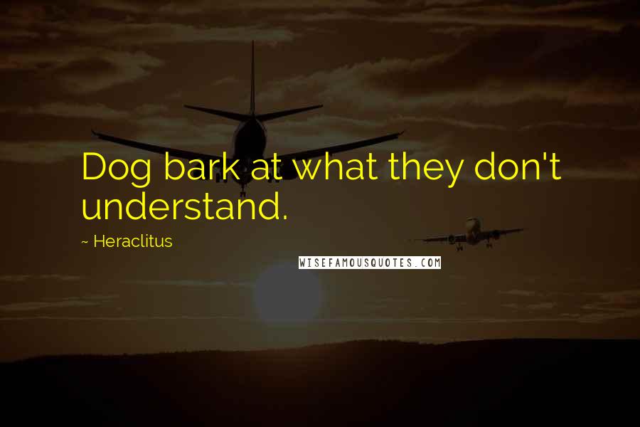 Heraclitus Quotes: Dog bark at what they don't understand.