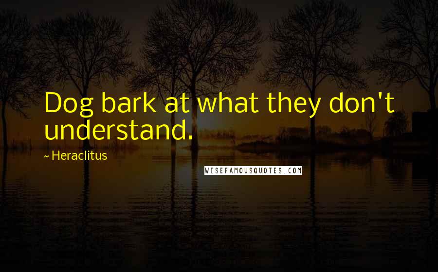 Heraclitus Quotes: Dog bark at what they don't understand.