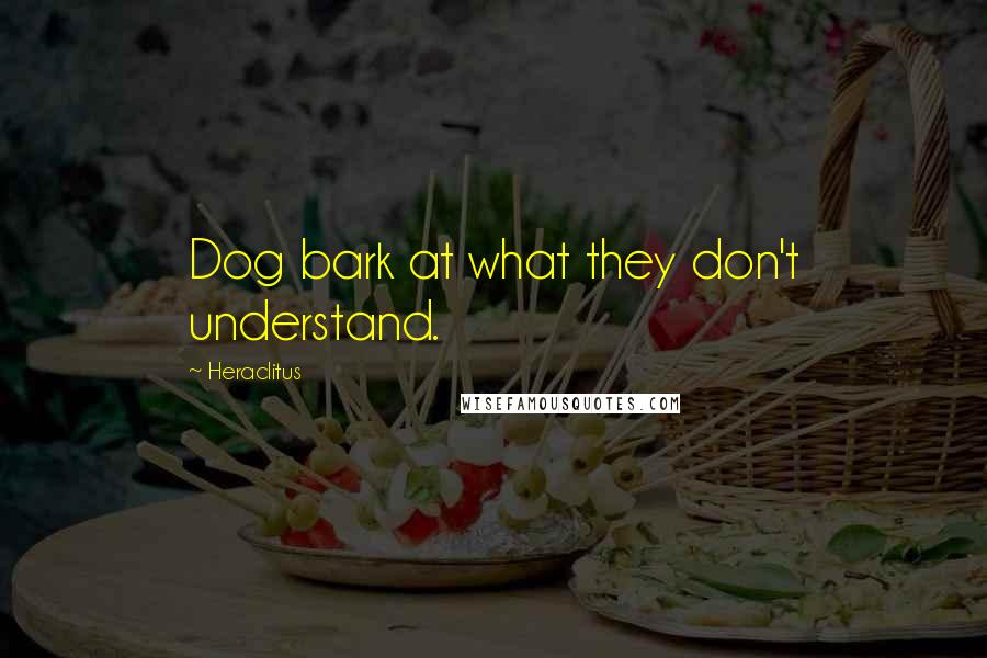 Heraclitus Quotes: Dog bark at what they don't understand.