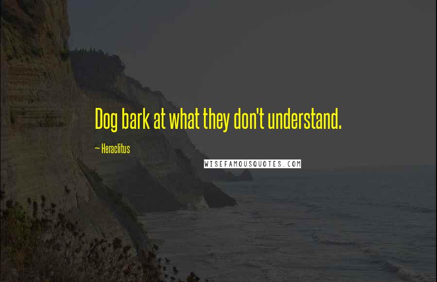 Heraclitus Quotes: Dog bark at what they don't understand.