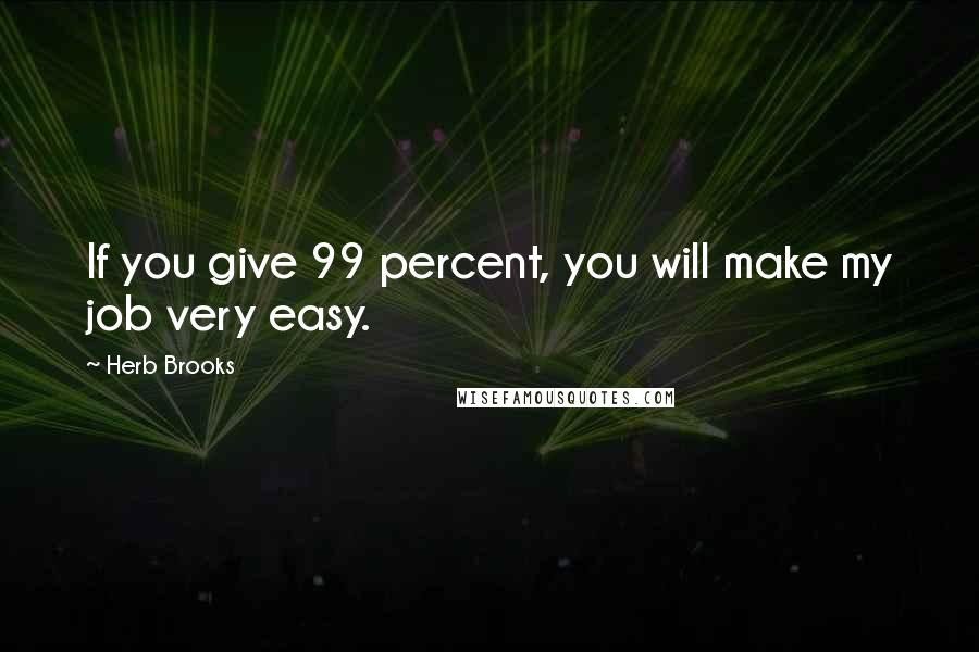 Herb Brooks Quotes: If you give 99 percent, you will make my job very easy.