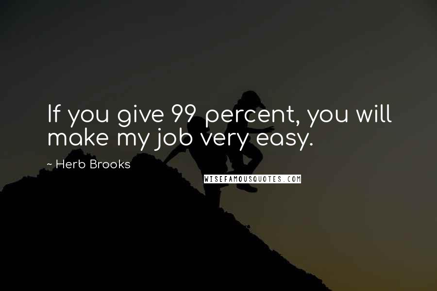 Herb Brooks Quotes: If you give 99 percent, you will make my job very easy.