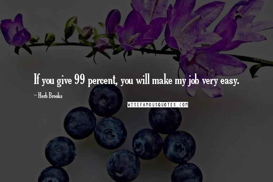 Herb Brooks Quotes: If you give 99 percent, you will make my job very easy.